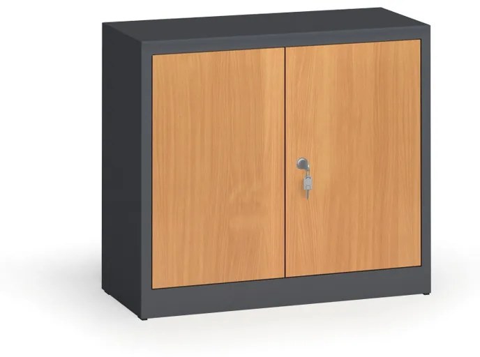 Zvárané skrine s lamino dverami, 800 x 920 x 400 mm, RAL 7016/buk