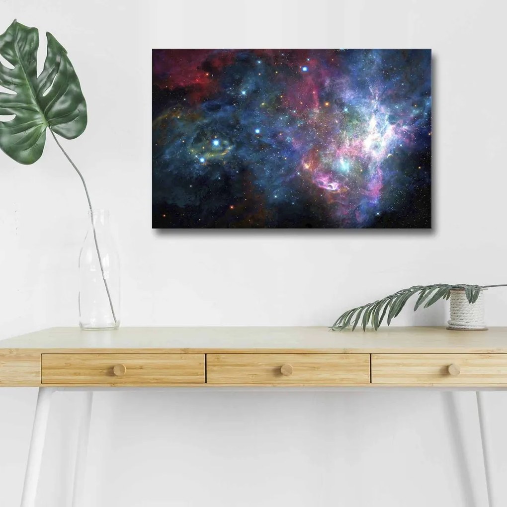 Obraz s LED osvetlením FAREBNÁ GALAXIA 45 x 70 cm