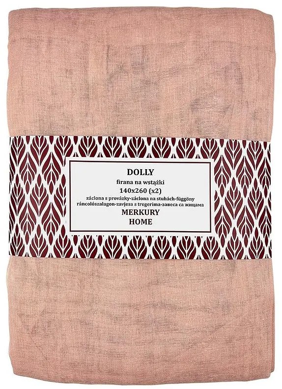 Záclona na stuhách Dolly polyester svetloružová 140x260 (x2) Merkury Home