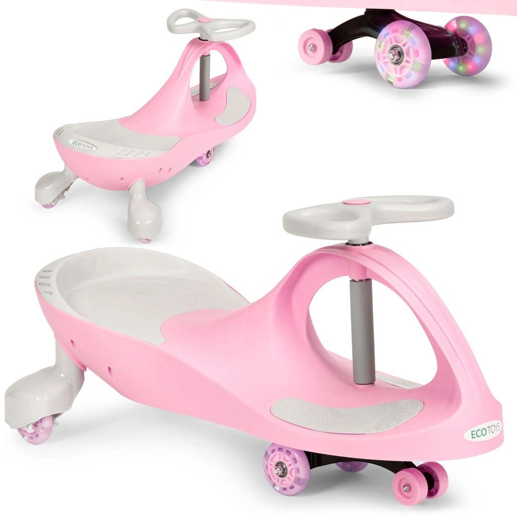 Detské odrážadlo s LED kolesami ružová, ECOTOYS