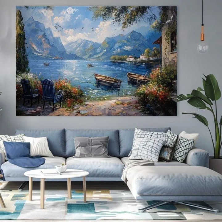 Obraz krajiny na plátne Prístav v horách | Akrylové detaily 40x60 cm
