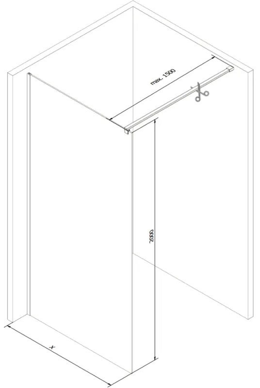 Mexen Kioto, sprchová zástena 120 x 200 cm, 8mm sklo s rebrovým vzorom, chrómový profil, 800-120-101-01-09