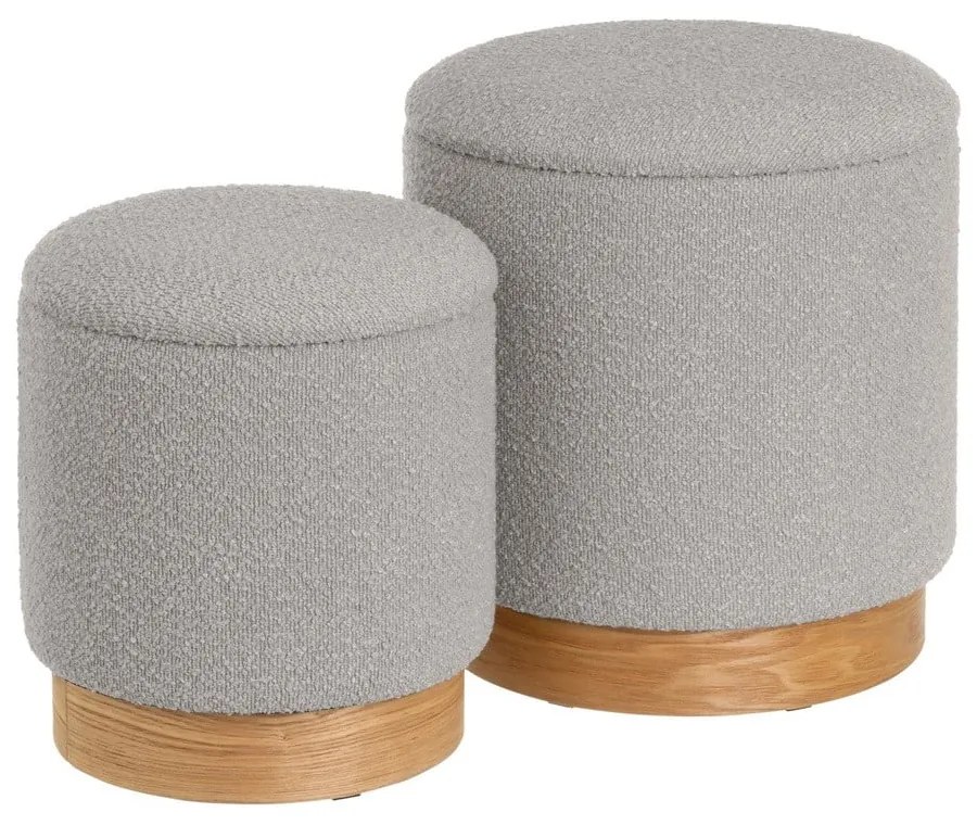 Svetlosivé taburety v súprave 2 ks z textílie buklé – Casa Selección