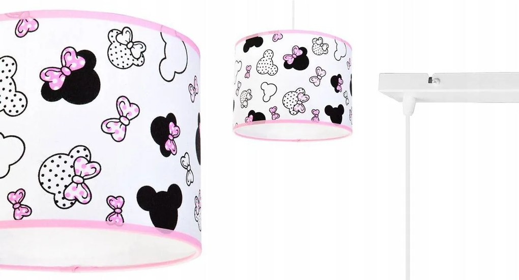 Detské závesné svietidlo Minnie, 3x textilné tienidlo so vzorom