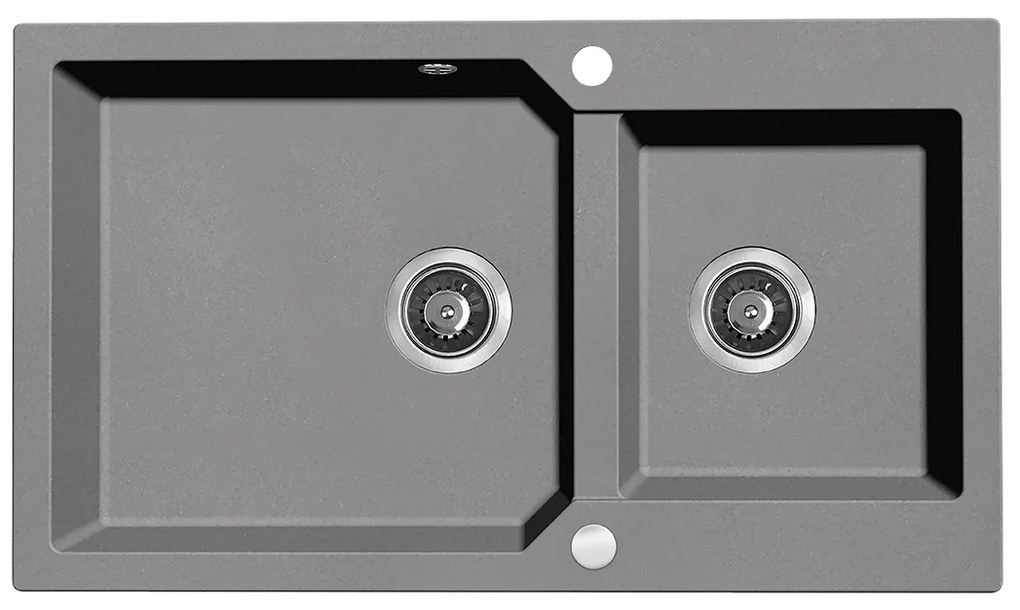 Kuchinox Milos, 2-komorový granitový drez 860x500x215 mm + sifón, šedá matná, LAV-SPM_5208