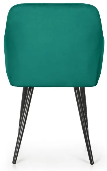 Sada dvoch jedálenských stoličiek LUXANO zamatové, zelené / čierne nohy (2 ks)