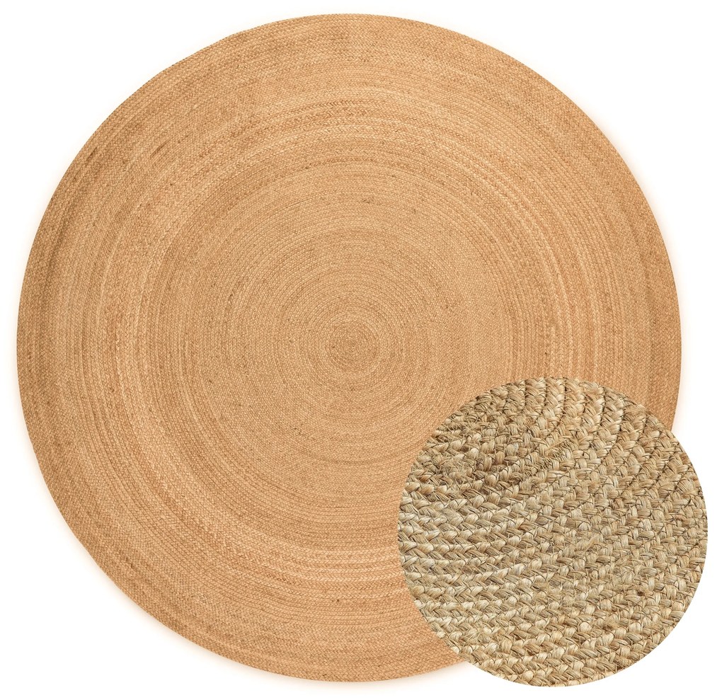Hanse Home, Kusový koberec Jute Braided 106005 Gold kruh, 200x200 (priemer) kruh, béžová, chodba / predsieň