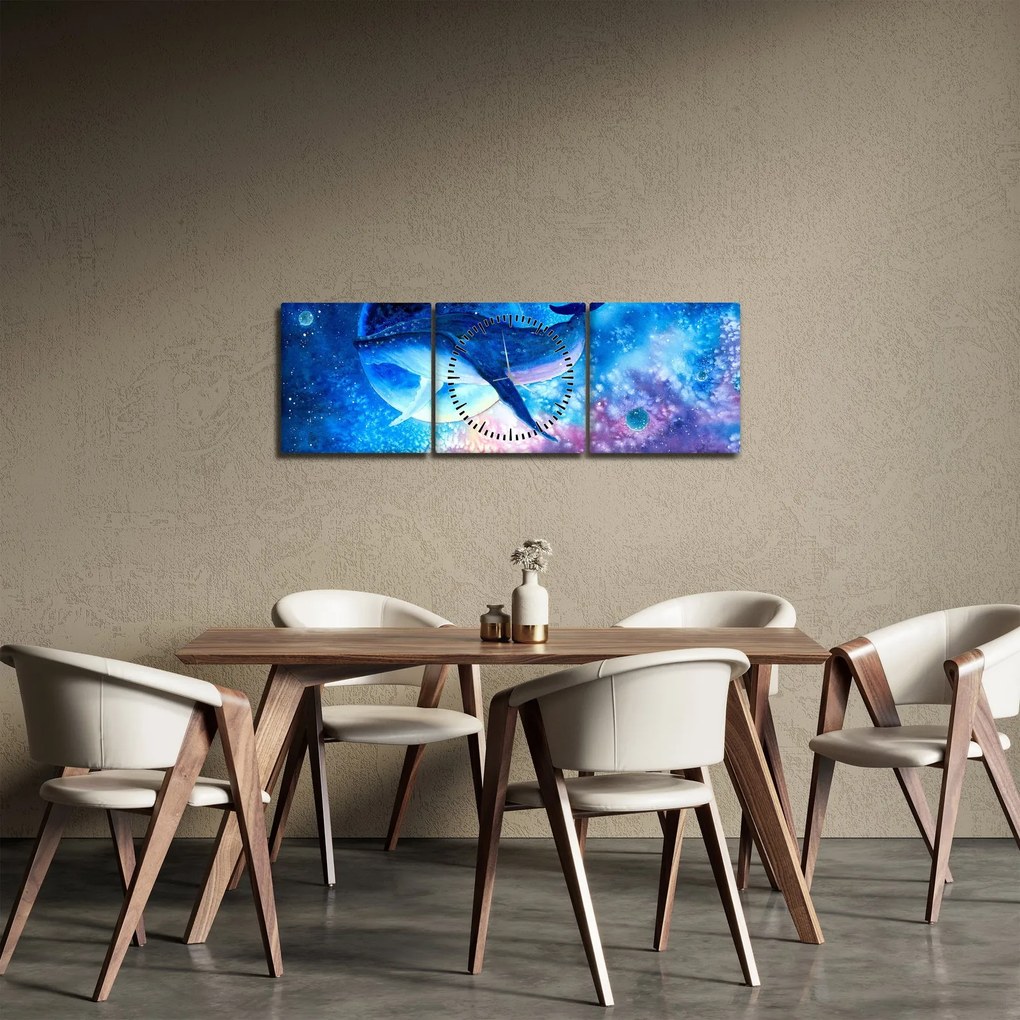 Obraz - Vesmírna veľryba (s hodinami) (90x30 cm)