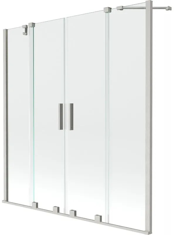 Mexen Velar Duo, posuvná 2-krídlová vaňová zástena 160x150 cm, 8mm číre sklo, brúsený nikel, 896-160-000-02-97