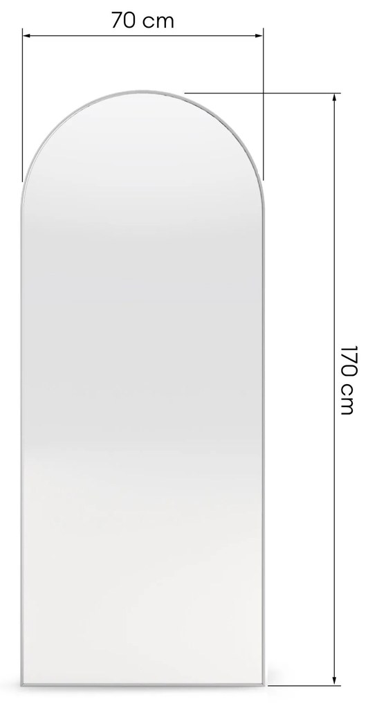 Obloukové nástěnné zrcadlo Serene II. 170x70 cm stříbrné