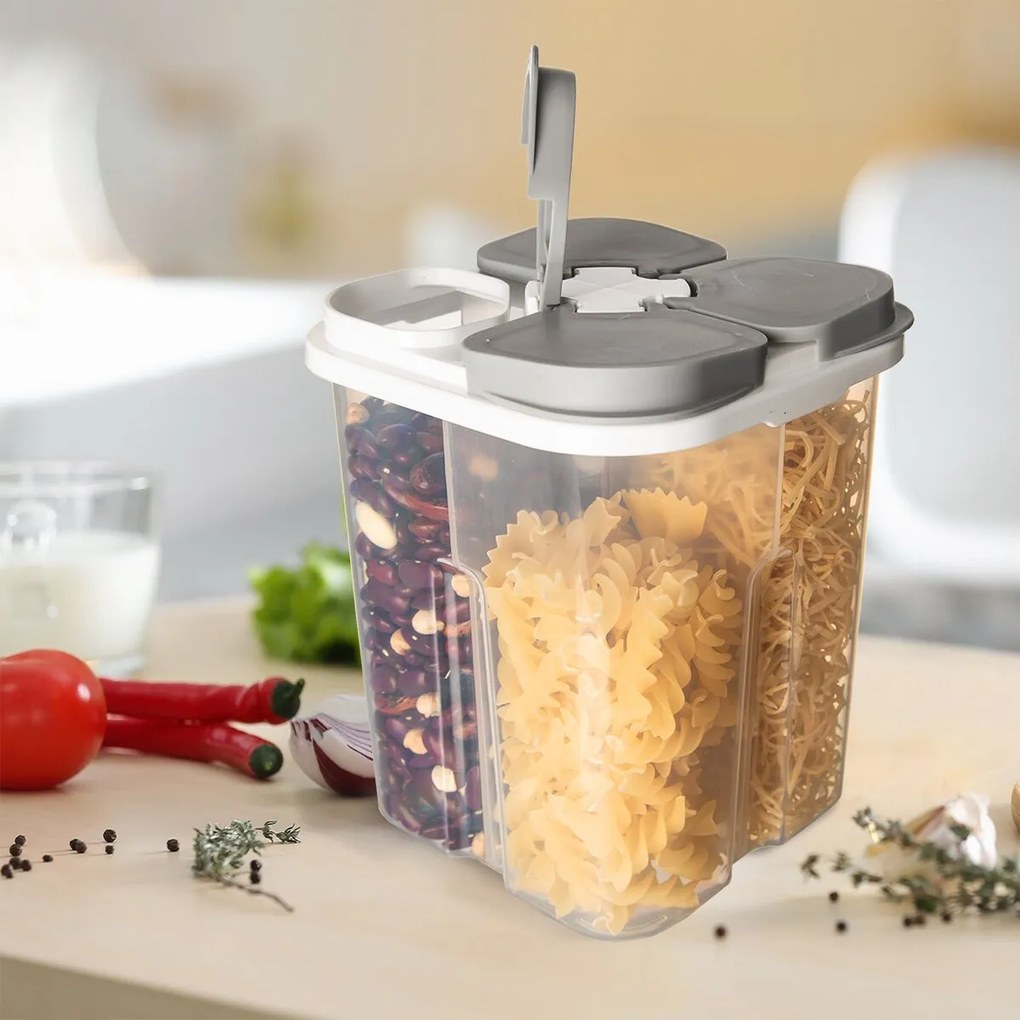 Delená dóza na potraviny so 4 sekciami – 1,8 l (4 x 0,45 l) FOLY Extra, sivá