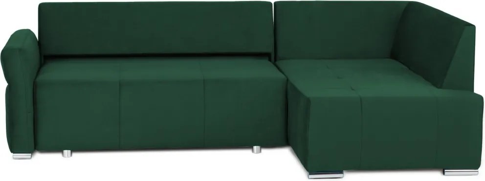 Rohová sedačka na trvalé spanie Island, tmavo zelená látka, pravý roh