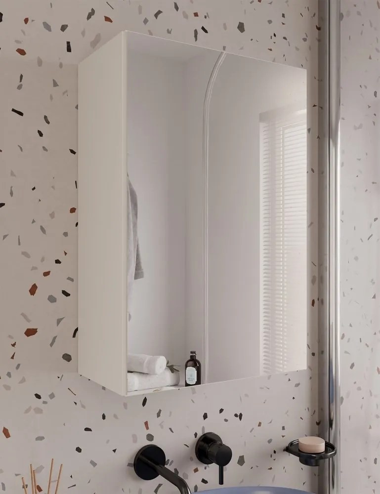 Závesná kúpeľňová skrinka so zrkadlom POLA 1DL kašmírová