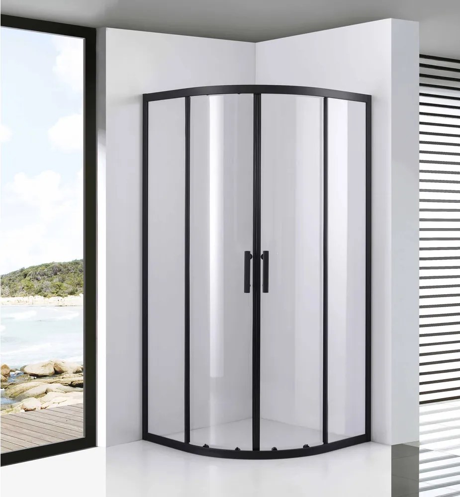 Avignon 6mm Black zakrivený Sprchový kút 100*100 190cm