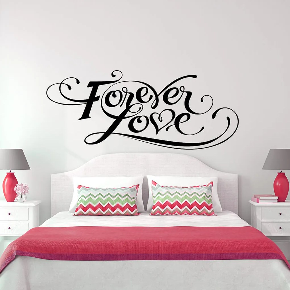 Veselá Stena Samolepka Forever love Farba: červená, Veľkosť: 80 x 34 cm