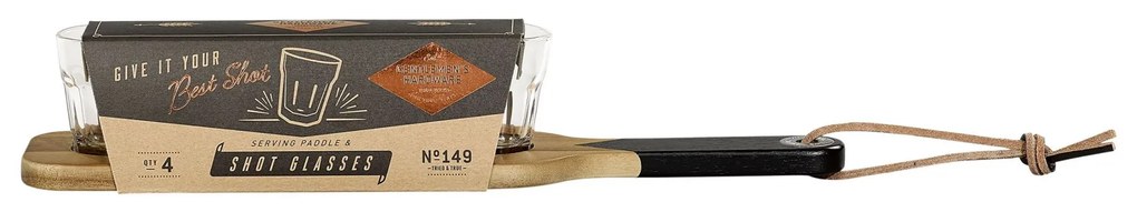 GENTLEMEN'S HARDWARE Servírovacia doštička so sklenenými panákmi Acacia Wood