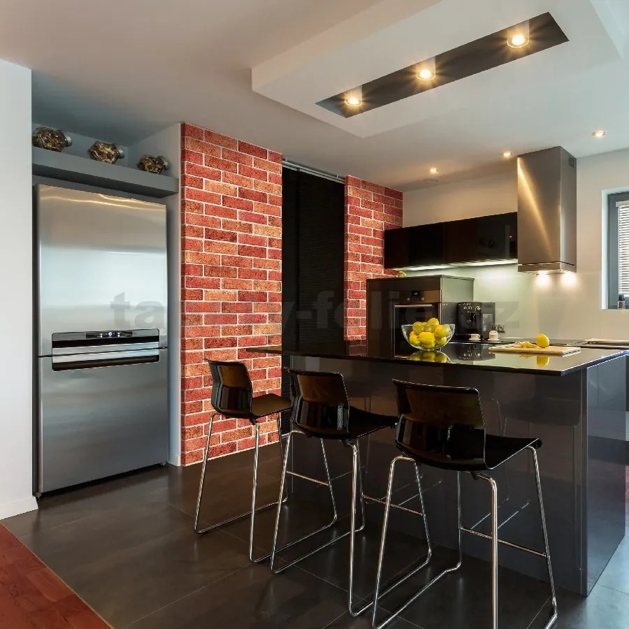 Obkladové panely 3D PVC TP10023964, cena za kus, rozmer 962 x 499 mm, tehla červená, GRACE