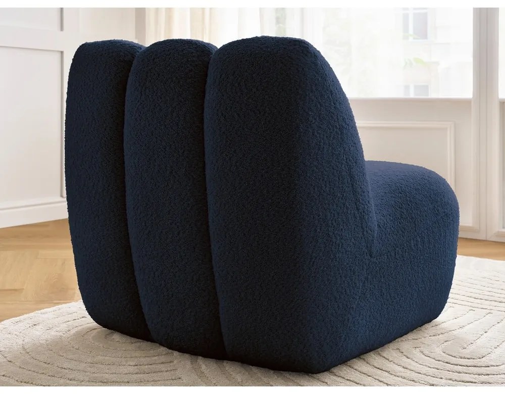 Tmavomodré kreslo z textílie buklé Janissaire – Bobochic Paris