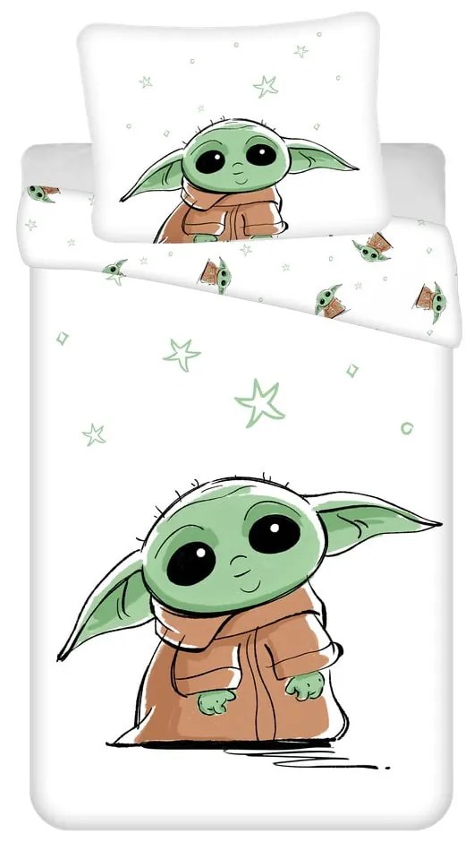 Bavlnené detské obliečky na jednolôžko 140x200 cm Star Wars Baby Yoda - Jerry Fabrics