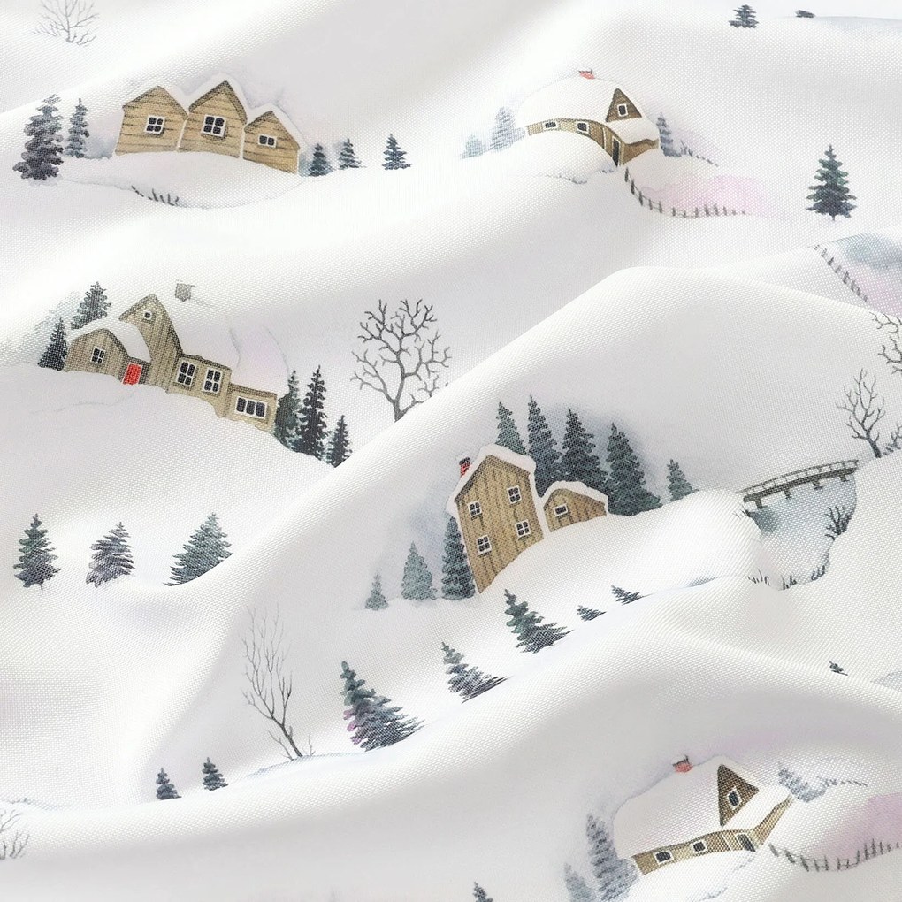 Goldea vianočný behúň na stôl teflónový - zimná krajina 50x120 cm