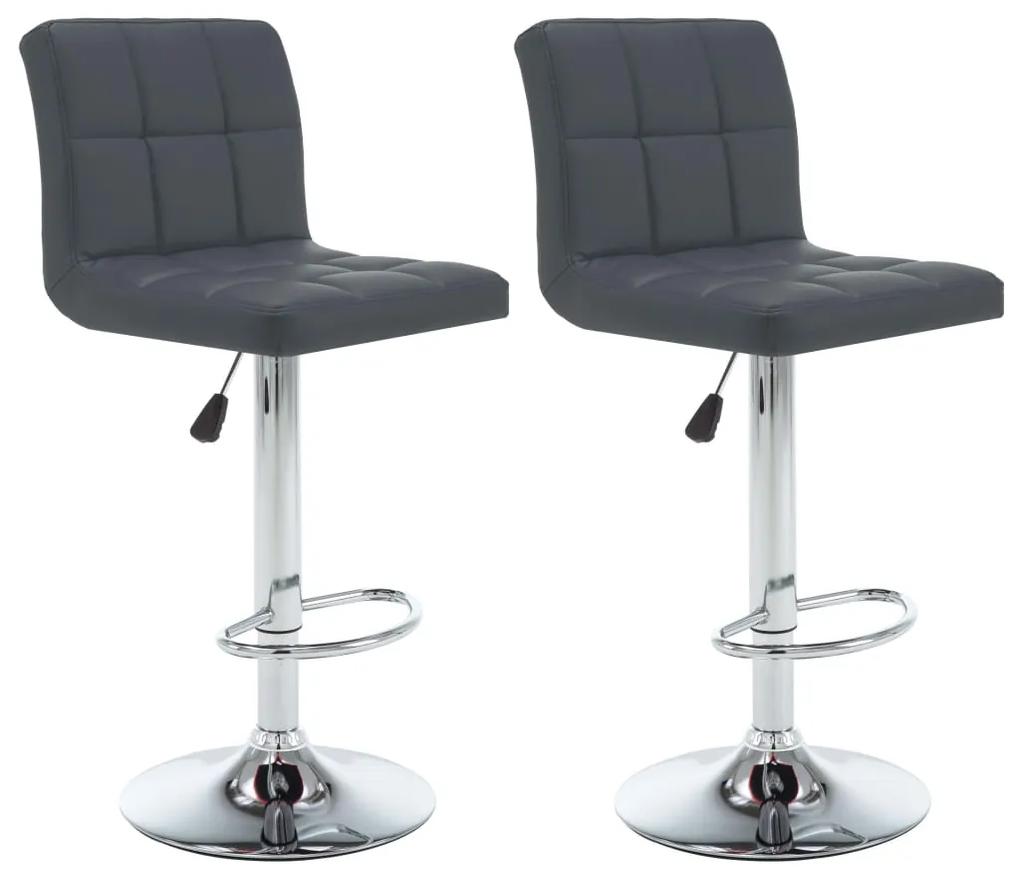 Barové stoličky 2 ks, sivé, umelá koža 323638