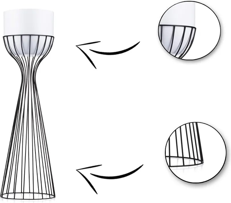 KOVOVÝ KVETINÁČ SO STOJANOM GLAM 68X20 CM BIELA/ČIERNA