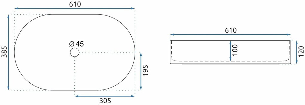 Rea Nadia, umývadlo na dosku 610x385x120 mm, imitácia kameňa, REA-U7341