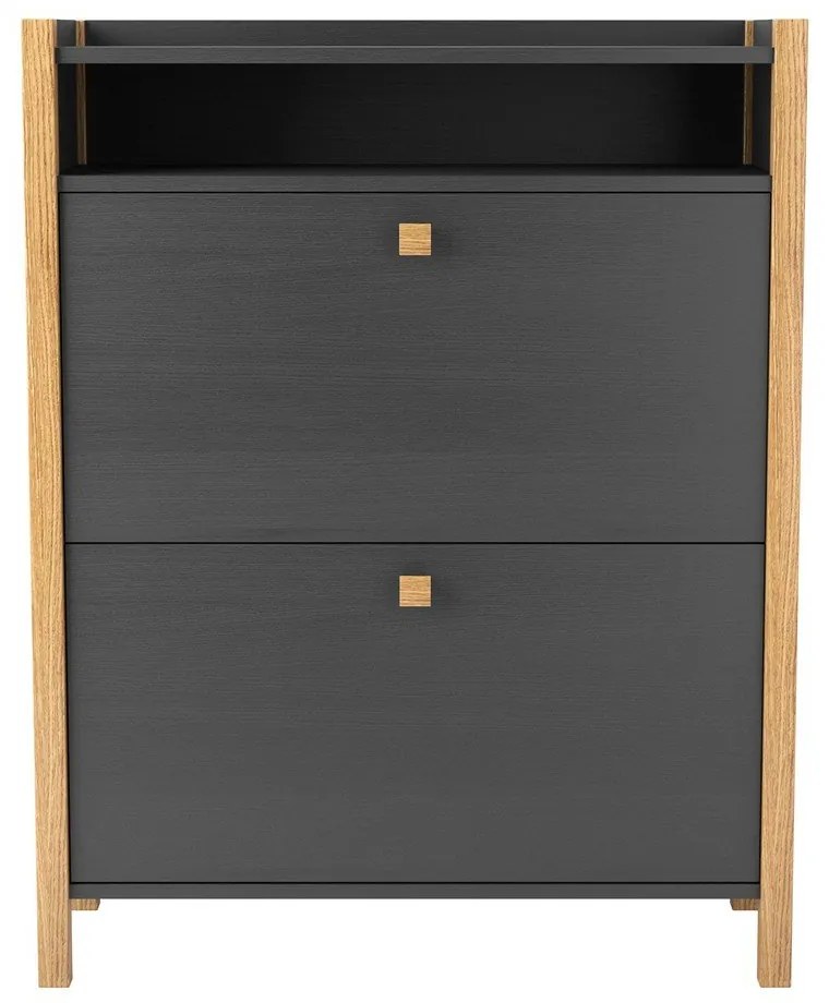 Tmavosivá skrinka na topánky s 2 zásuvkami Woodman Bode