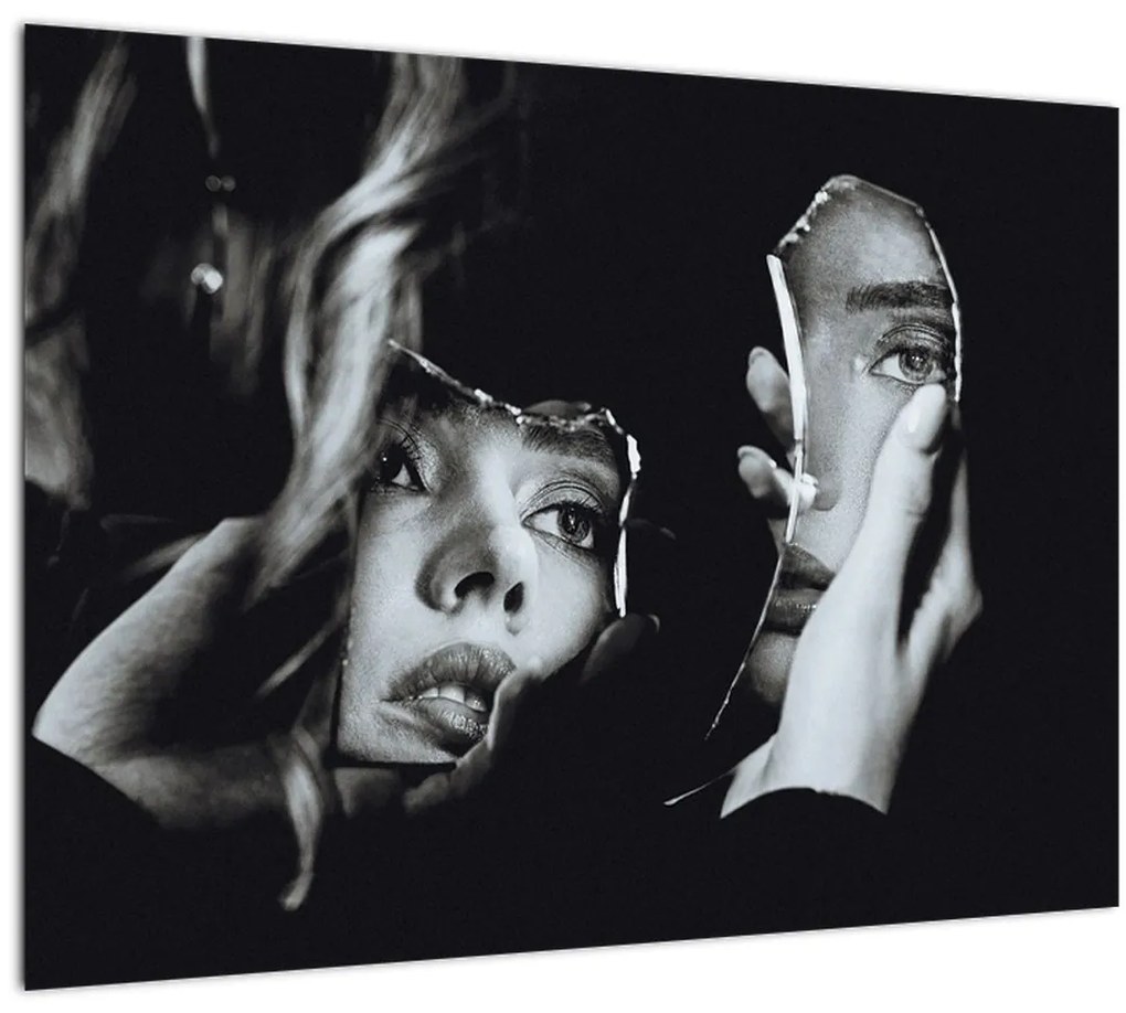 Sklenený obraz - Pohľad do zrkadla (70x50 cm)