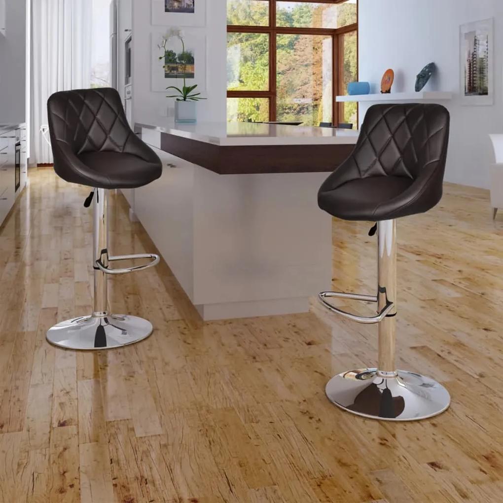Barové stoličky 2 ks hnedé umelá koža 240469