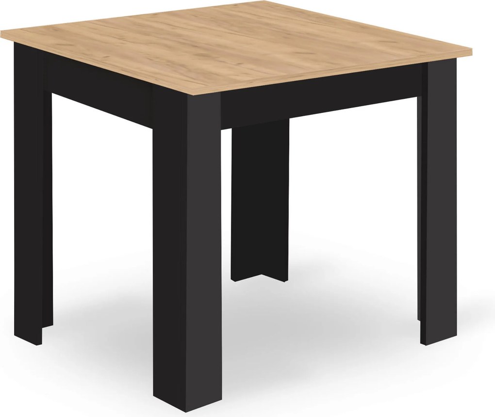 Čierny jedálenský stôl s doskou v dekore dub 80x80