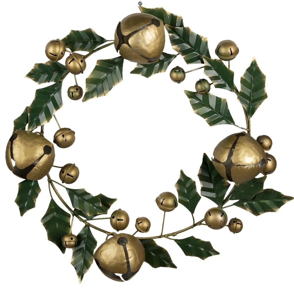 Vianočný kovový dekoratívne veniec s rolničkami - Ø 48 * 9 cm
