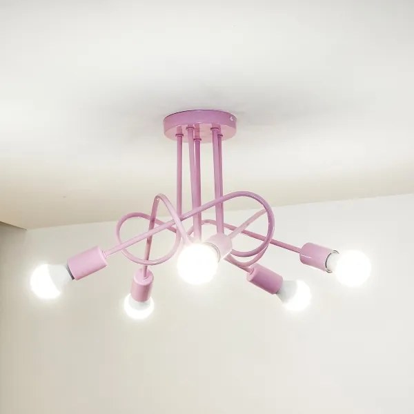 Prisadený luster OXFORD 5xE27/15W/230V ružový