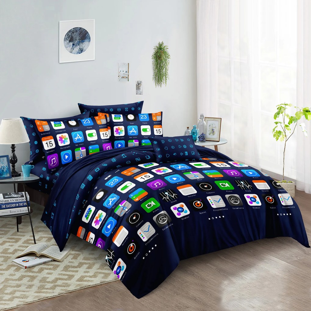 Obliečky z mikrovlákna APLIKÁCIA modré Rozmer obliečky: 2 ks 70 x 80 cm | 160 x 200 cm