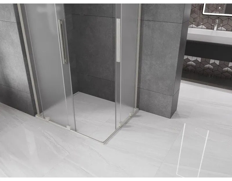 Mexen Velar L Duo, sprchový kút s posuvnými dverami 100 x 90 cm, 8mm sklo námraza, brúsená oceľ, 871-100-090-02-33-97