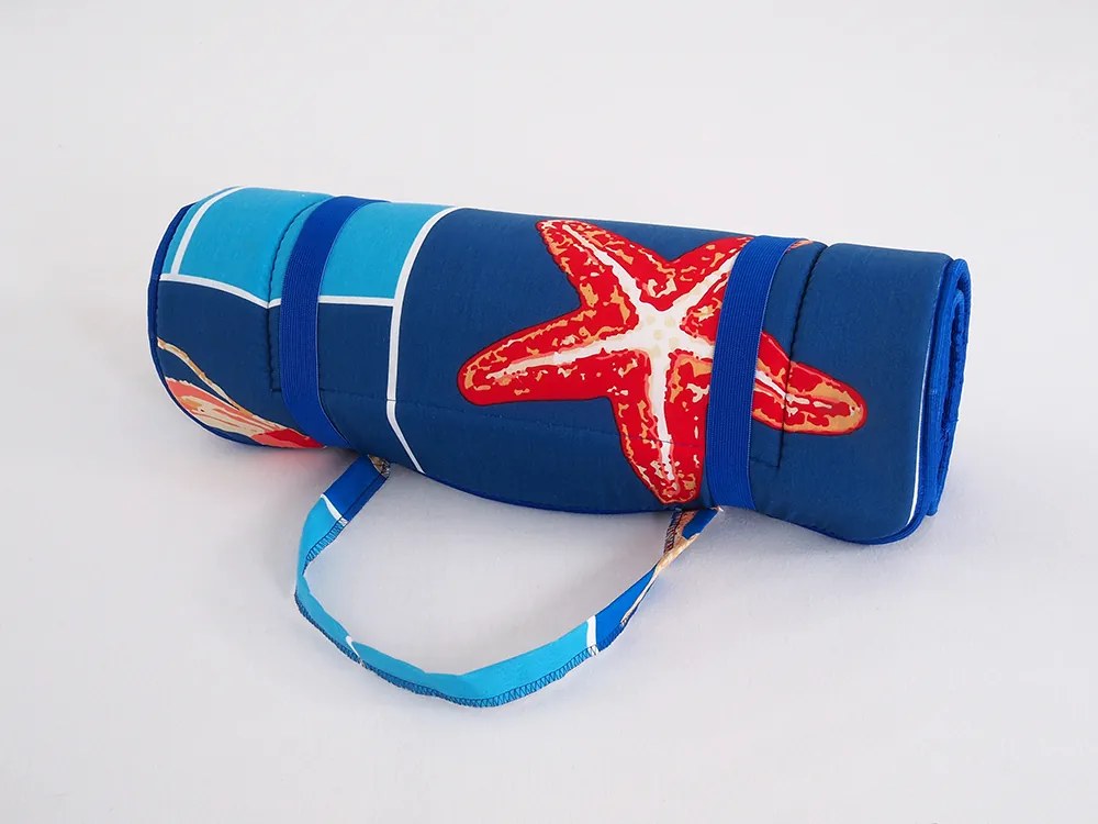 Plážové ležadlo v ruličke HVIEZDY 148x52 cm, modré