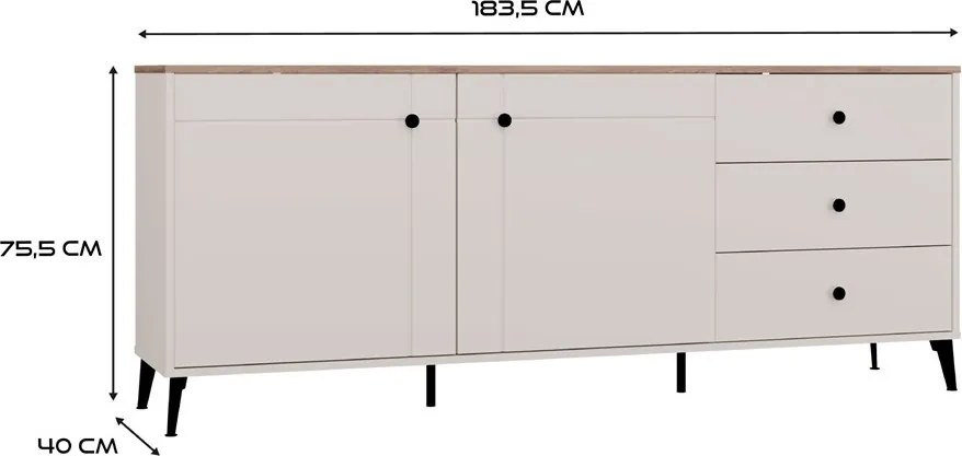 Komoda Point 183 cm dub Castello/kašmírová