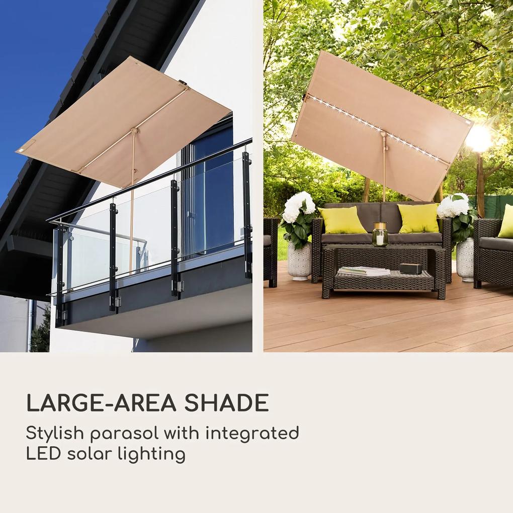 Bayonne, slnečník 130 x 180 cm, polyester, UV 50, solárny panel, LED osvetlenie