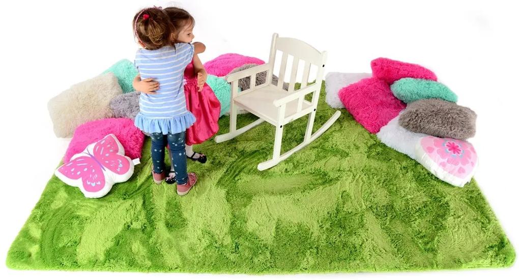 MAXMAX Plyšový detský koberec ZELENÝ