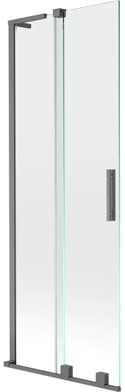 Mexen Velar L, 2-krídlová posuvná vaňová zástena 75 x 150 cm, 8mm číre sklo, grafitová matná, 896-075-003-01-95