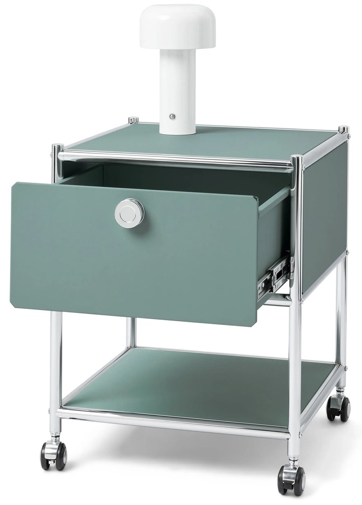 Kovový odkladací stolík »CN3« s 1 zásuvkou, šalviový