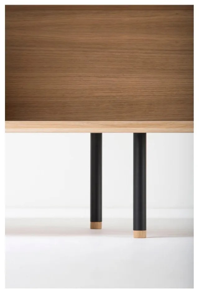 TV stolík z dubového dreva v čierno-prírodnej farbe 180x64 cm Fina – Gazzda