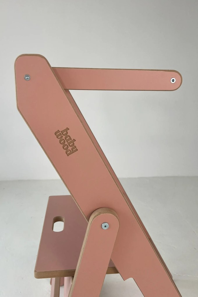 Učiaci montessori detská veža skladacia ružová