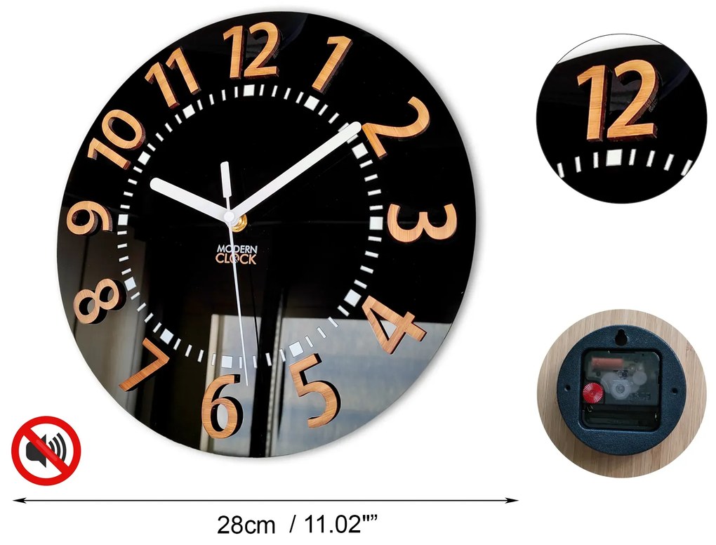 Nástěnné hodiny Eros 28 cm černé