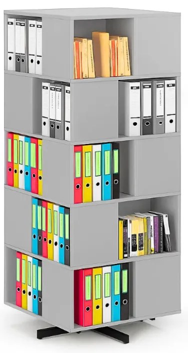 Otočný regál, 800×800×1932 mm, 4x 5 oddielov, sivá