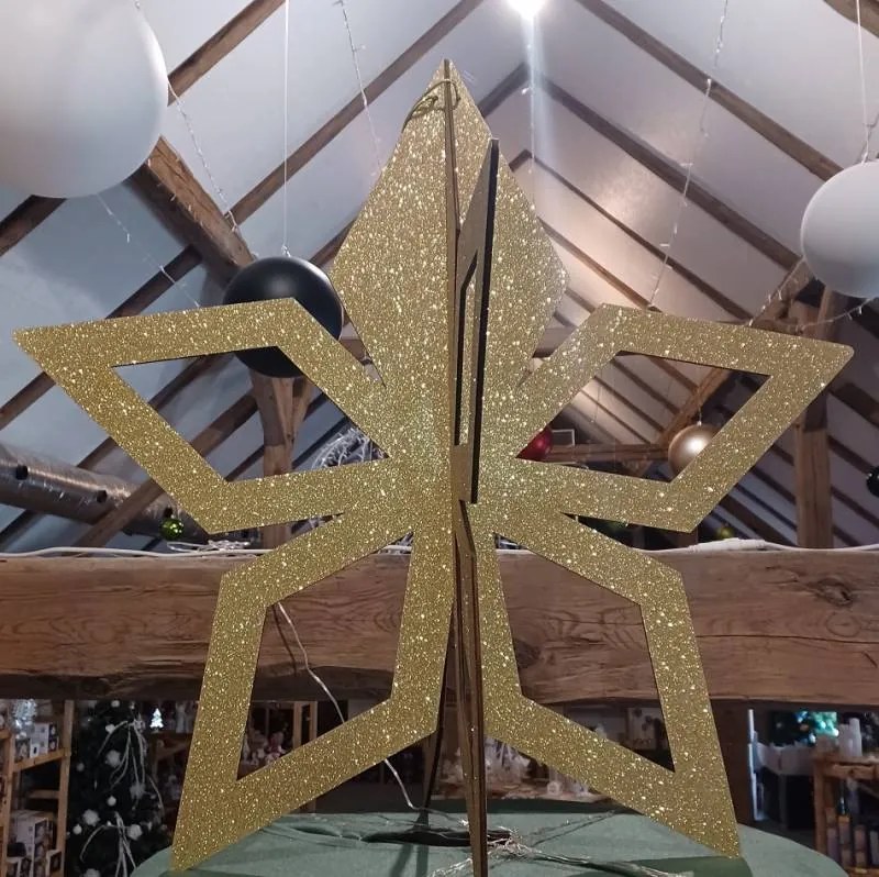 DECOLED Zlatá hvězda, 3D, 80 cm