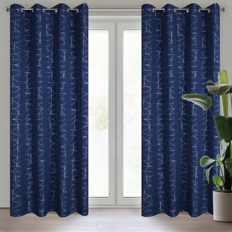 Elegantný záves s jemným vzorom - modrý Šírka: 140 cm | Dĺžka: 250 cm