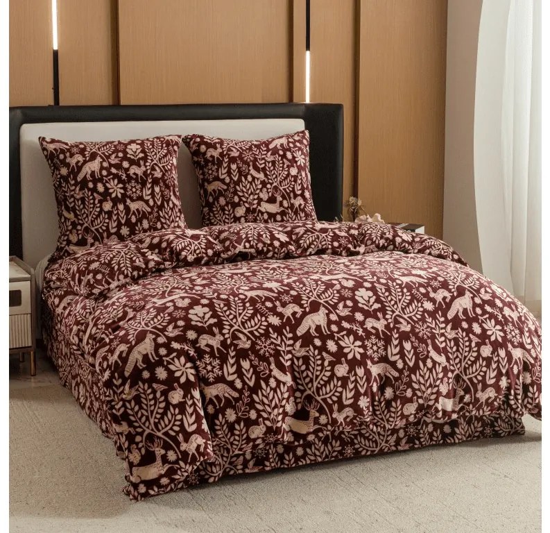 Obliečky mikroplyš FOREST ANIMALS vínové Rozmer obliečky: 70 x 90 cm | 140 x 200 cm