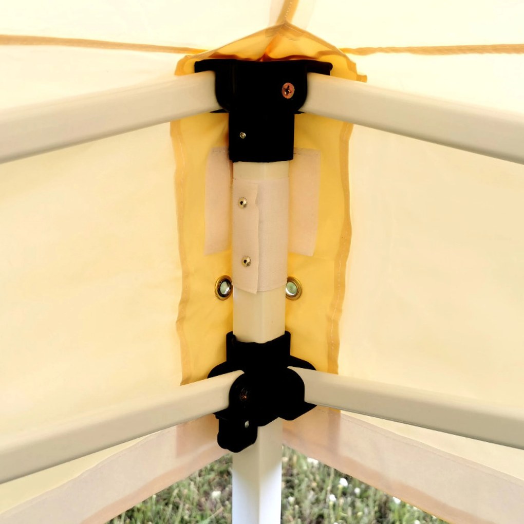 BRIMO Záhradný stan 3x4,5 m Oceľ | Rýchlo-rozkladací Altánok na Eventy a Párty - s 3 stenami - Béžová 10