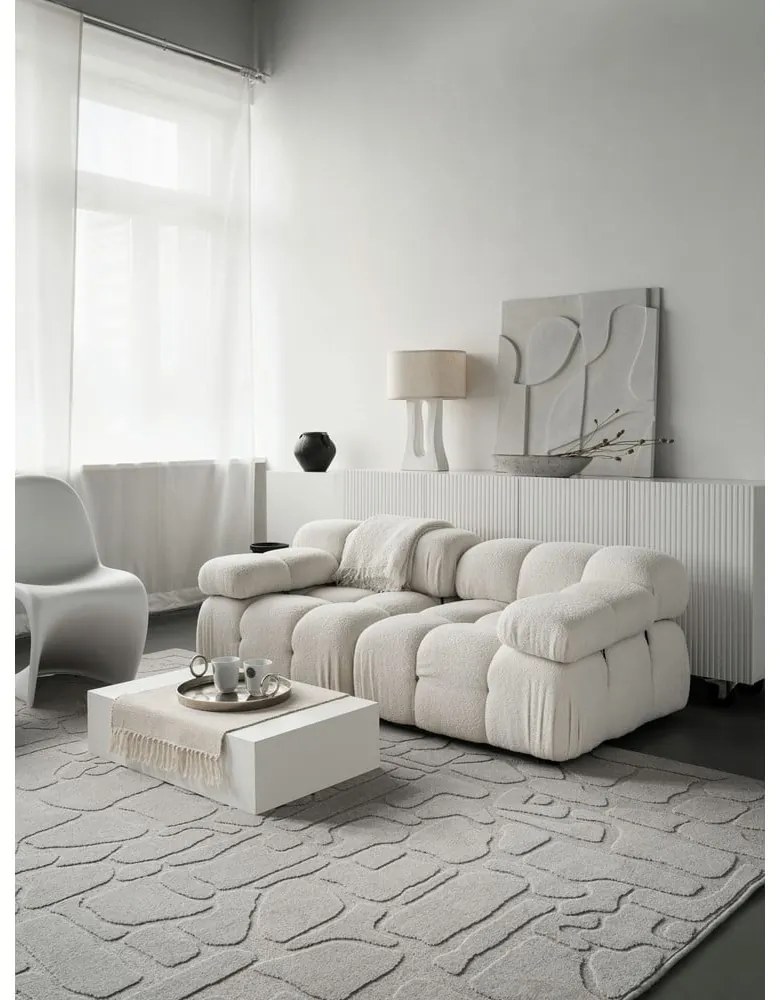 Svetlosivý vlnený koberec 133x190 cm Morphic Dunes – Agnella